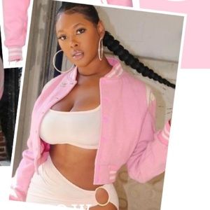 Bubblegum pink varsity jacket